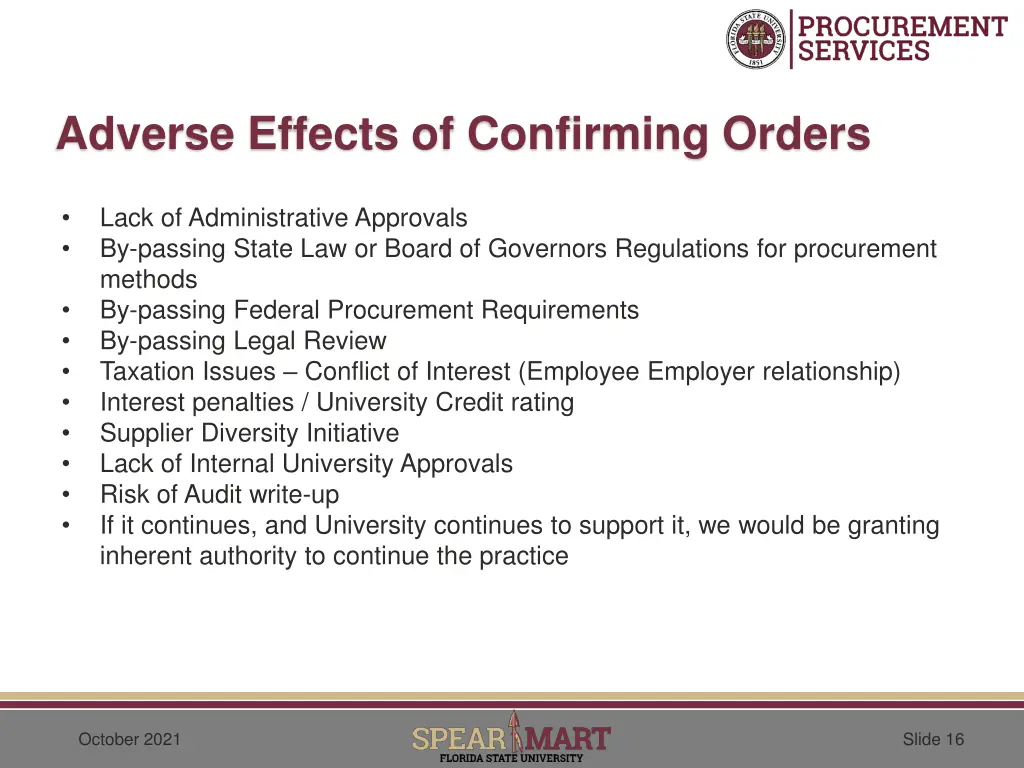 adverse effects of confirming orders 1