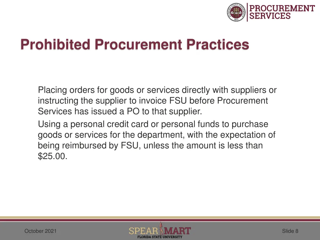 prohibited procurement practices