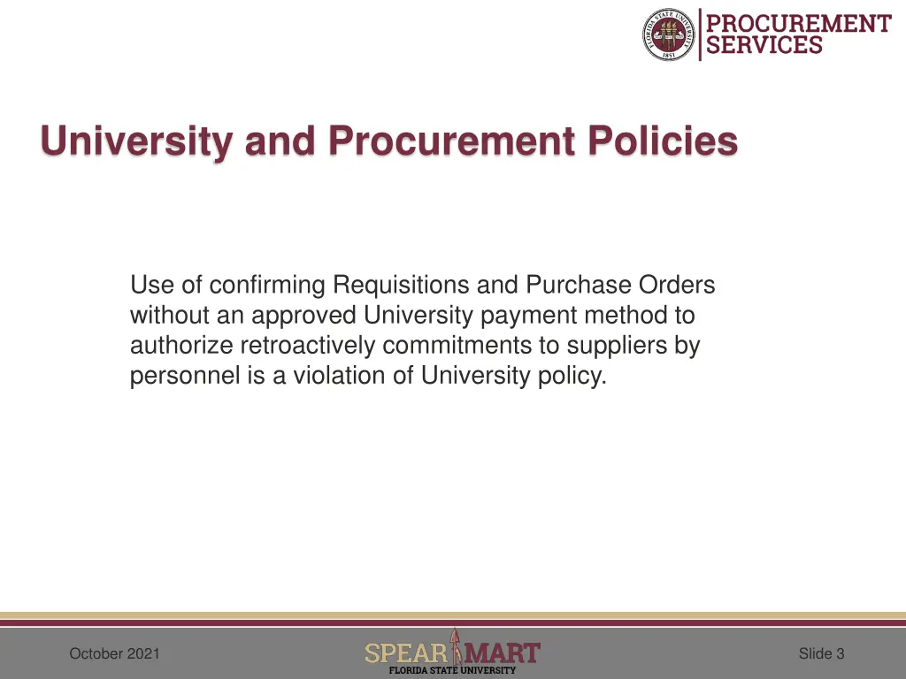 university and procurement policies