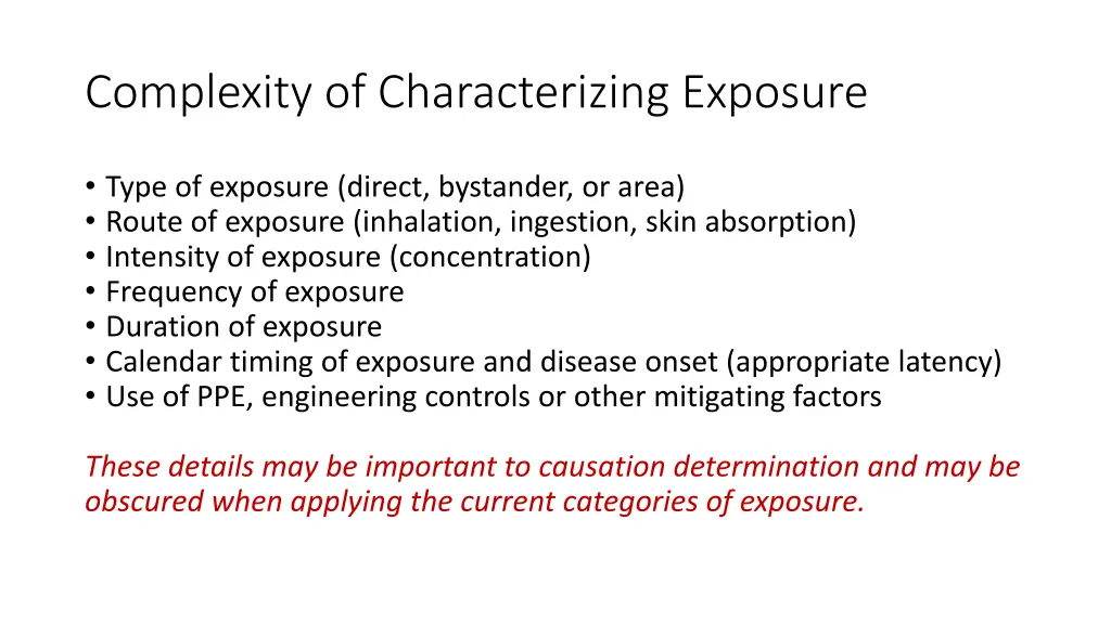 complexity of characterizing exposure