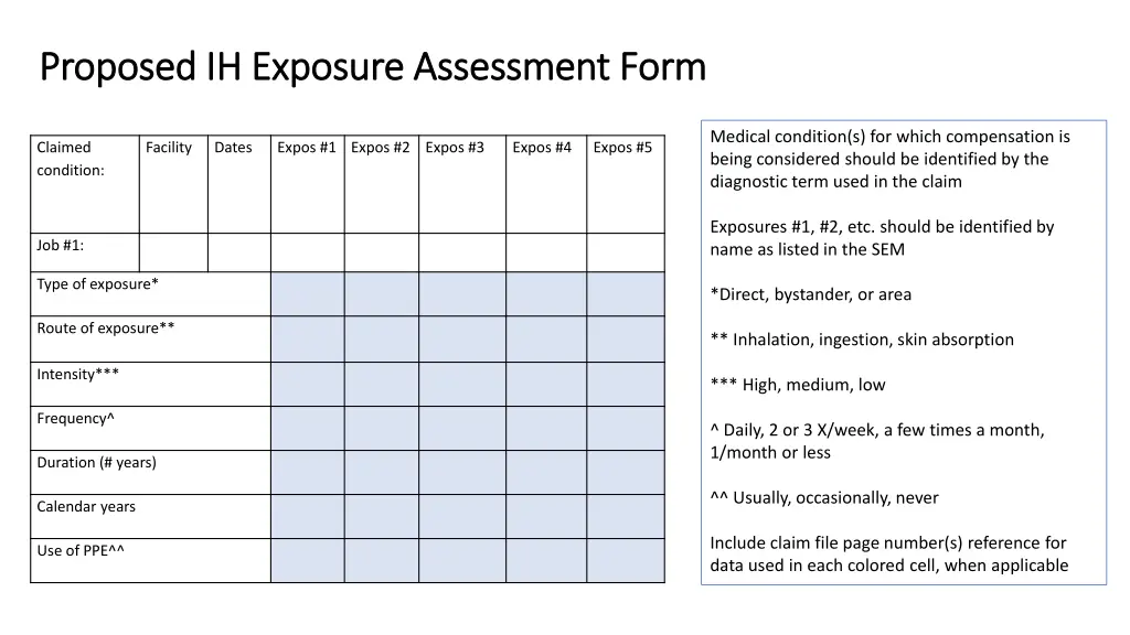 proposed ih exposure assessment form proposed