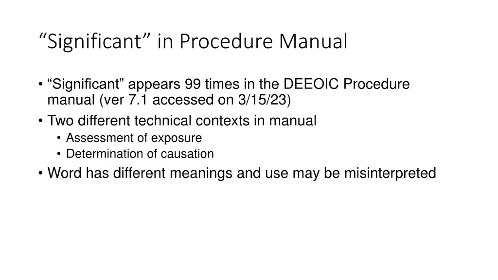 significant in procedure manual