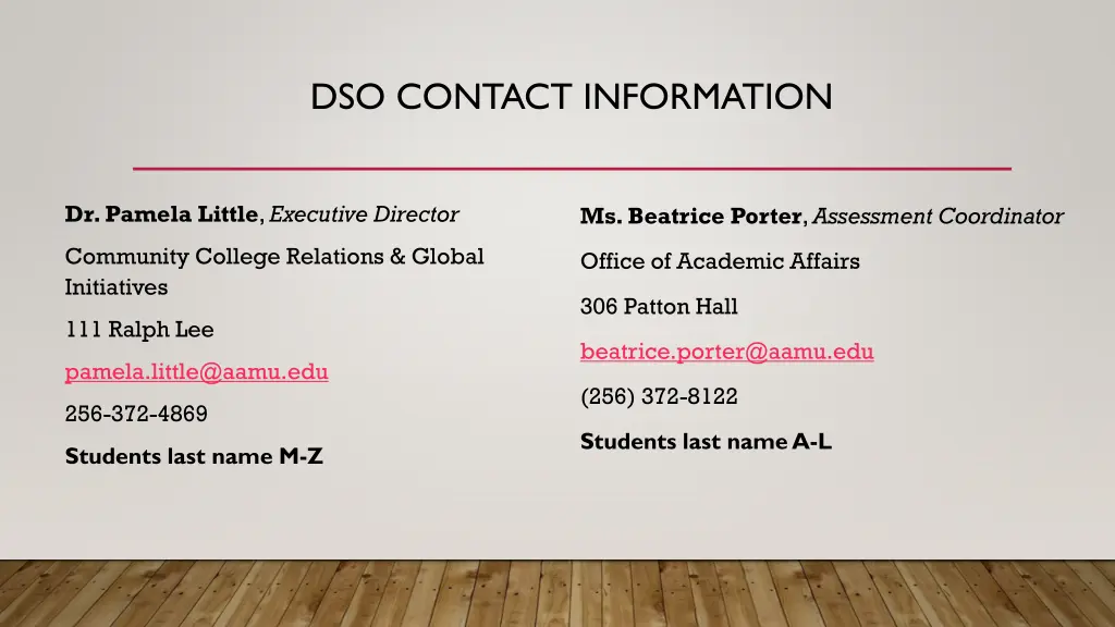 dso contact information