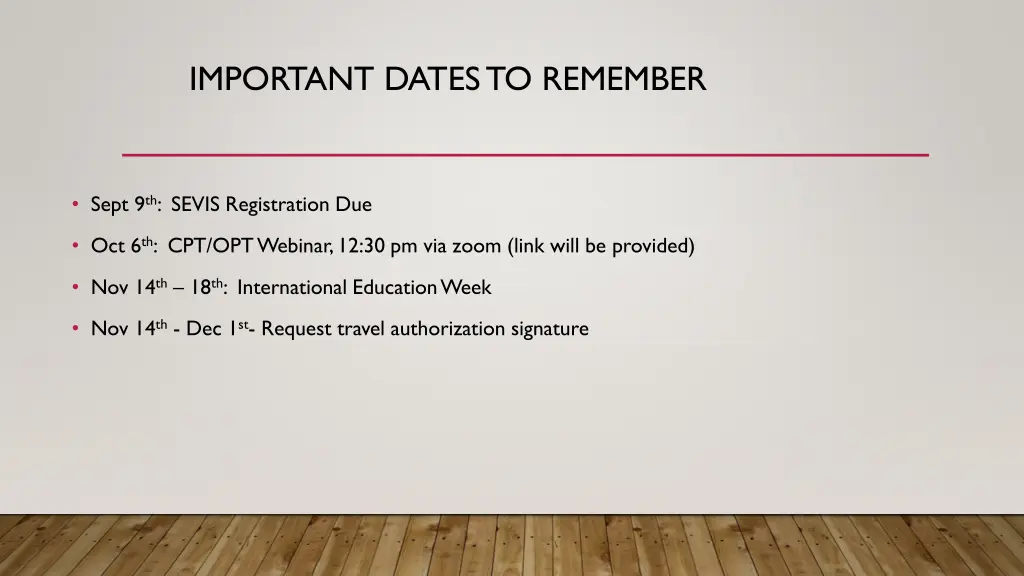 important dates to remember