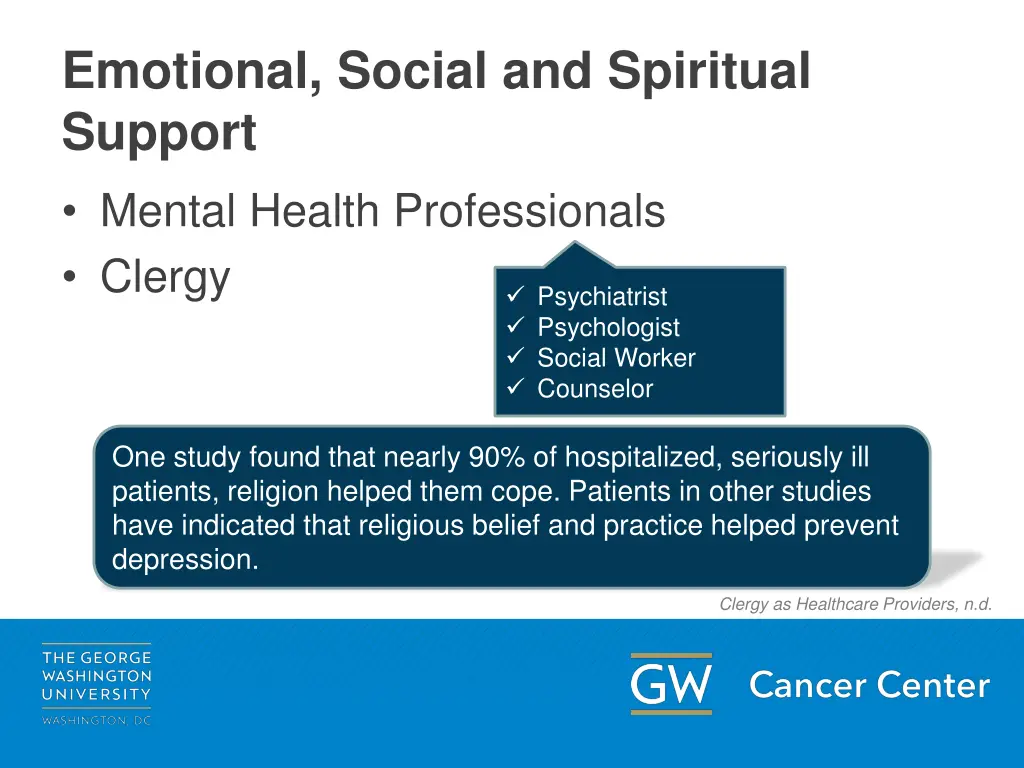 emotional social and spiritual support mental