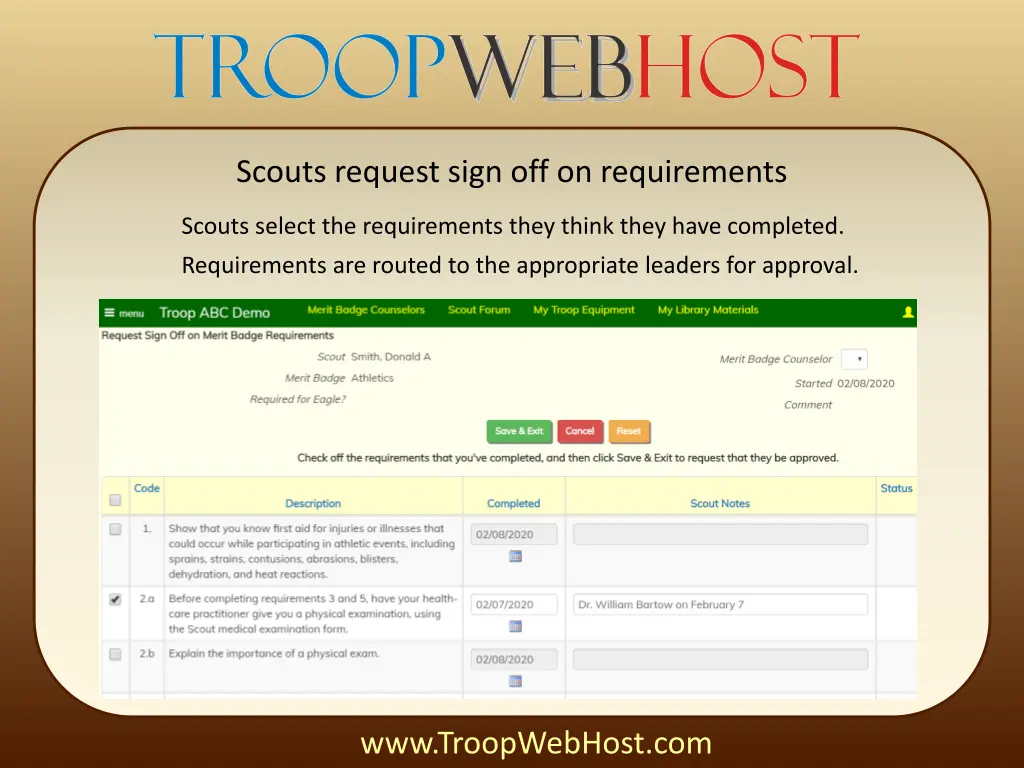 scouts request sign off on requirements