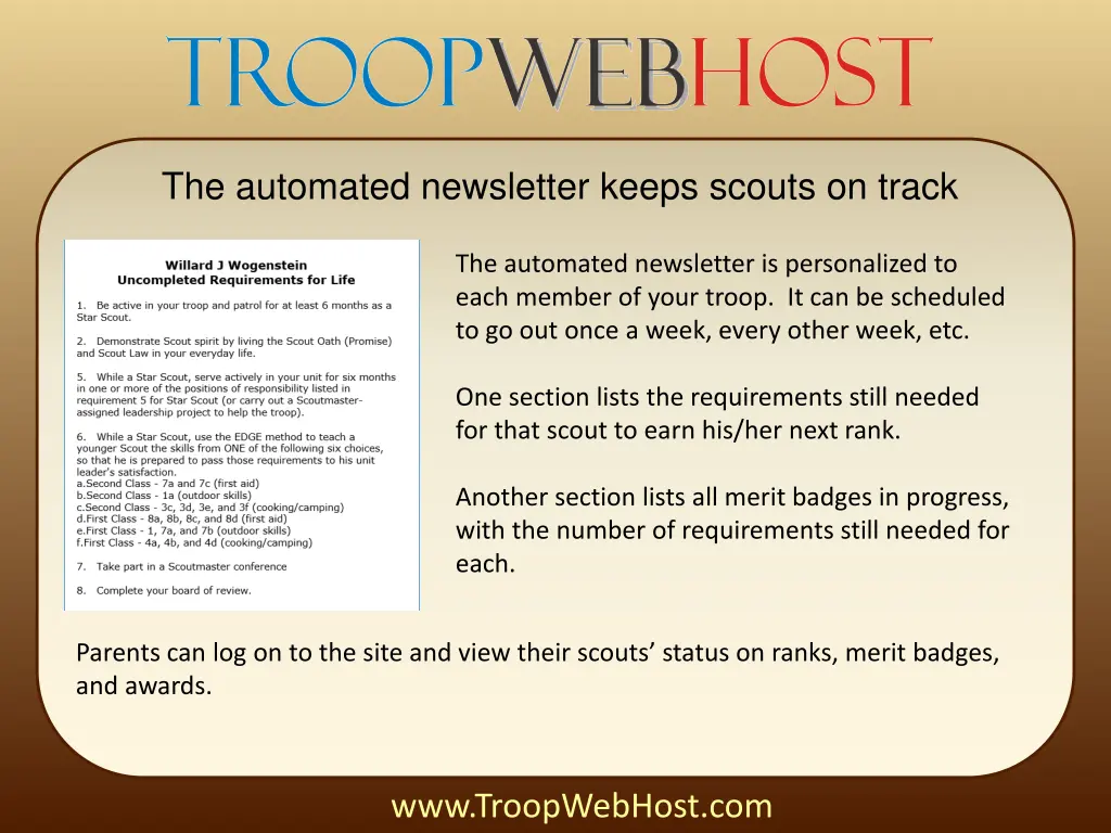 the automated newsletter keeps scouts on track