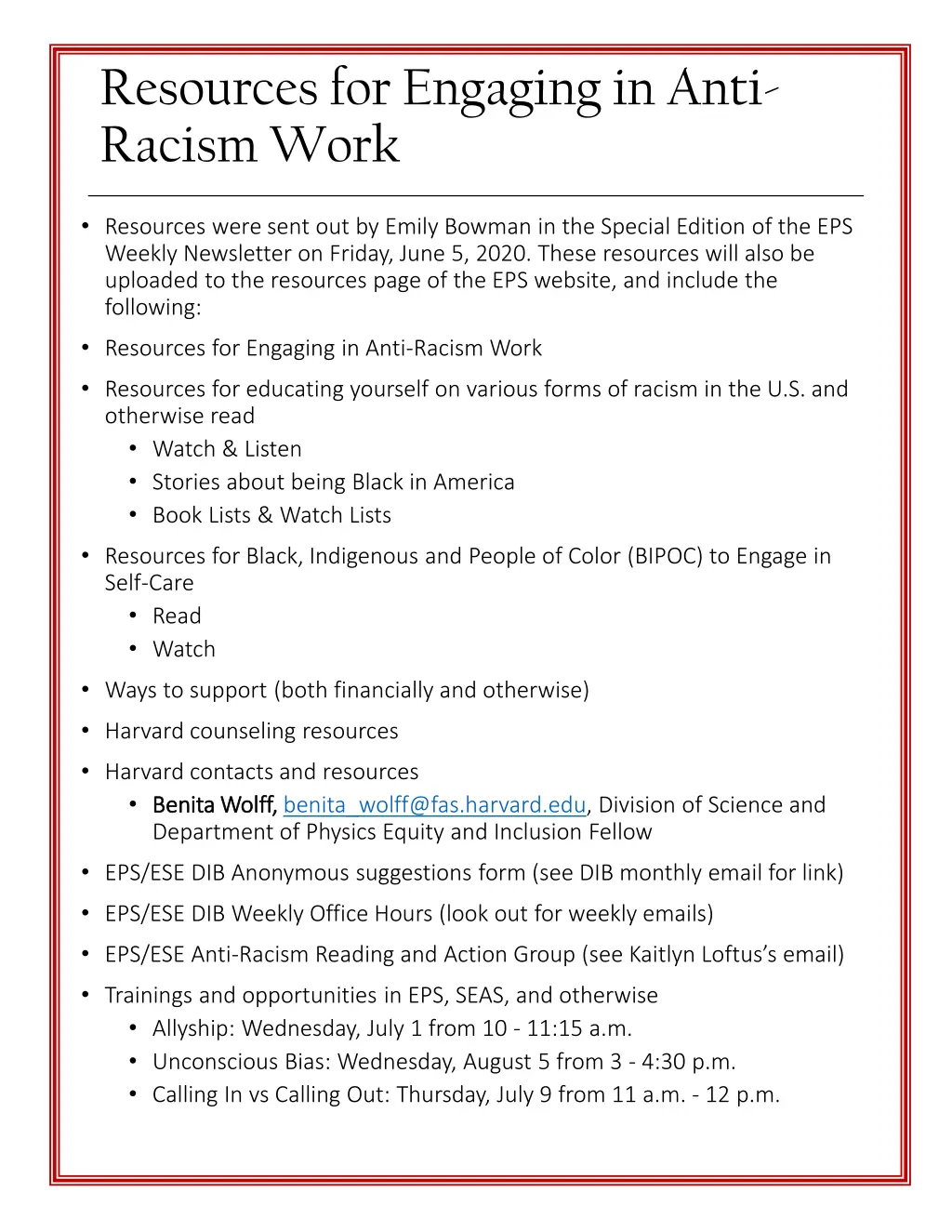 resources for engaging in anti racism work