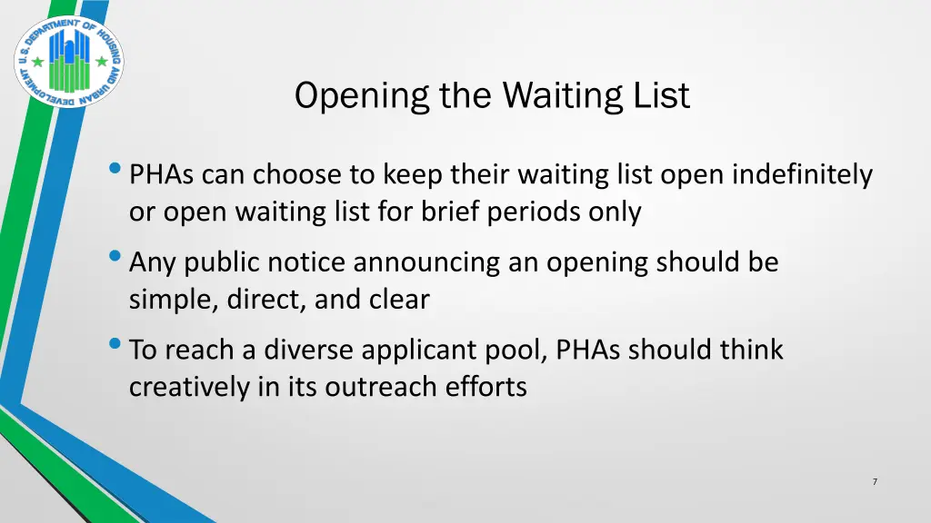 opening the waiting list