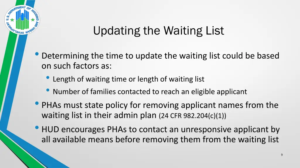 updating the waiting list