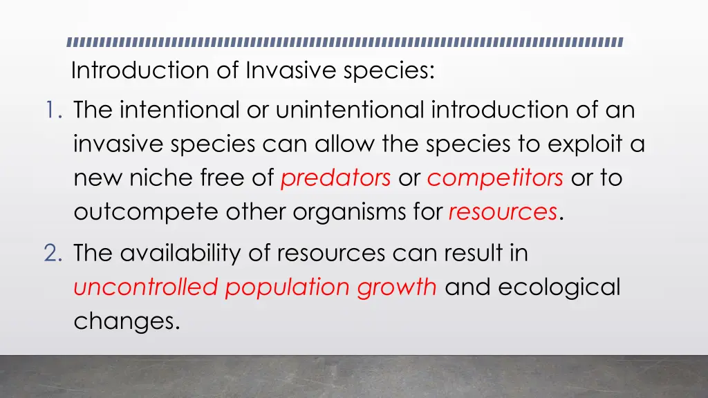 introduction of invasive species