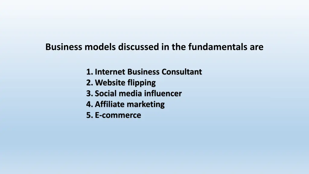 business models discussed in the fundamentals are