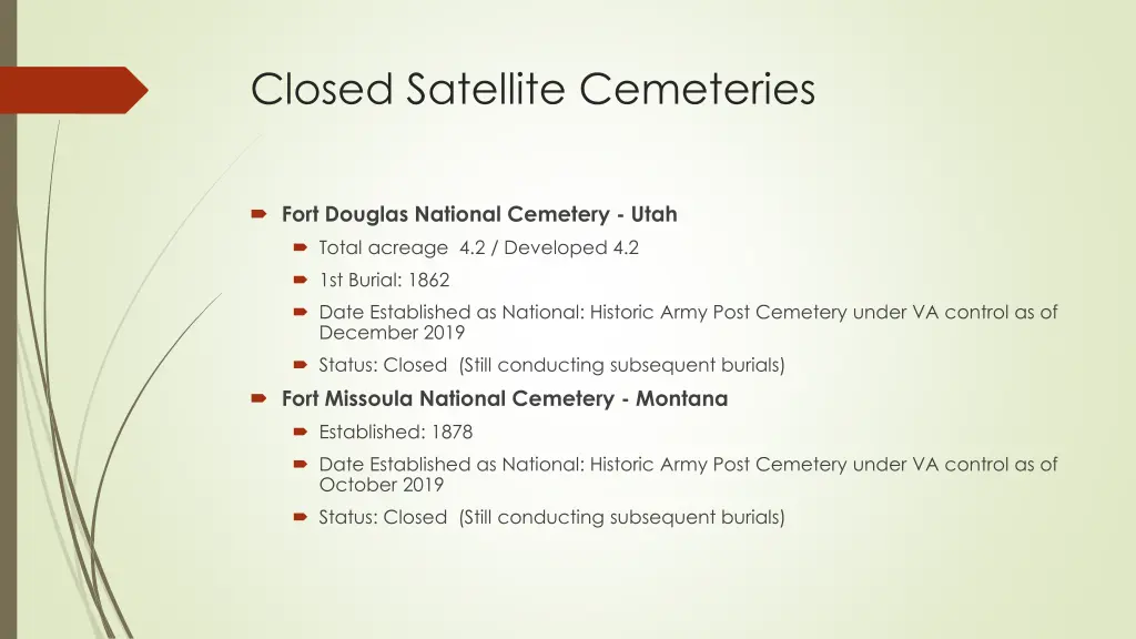 closed satellite cemeteries