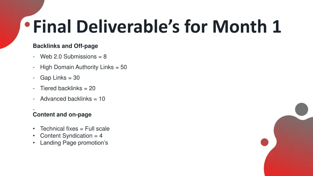 final deliverable s for month 1