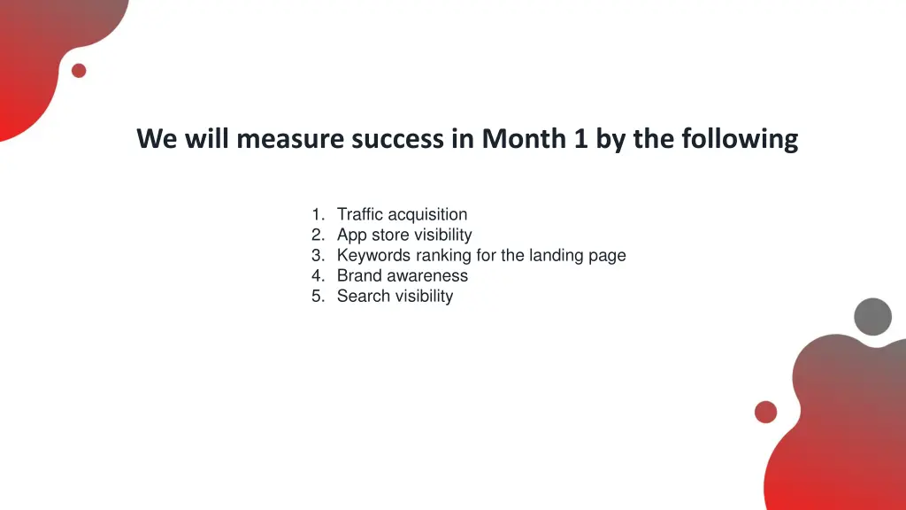 we will measure success in month