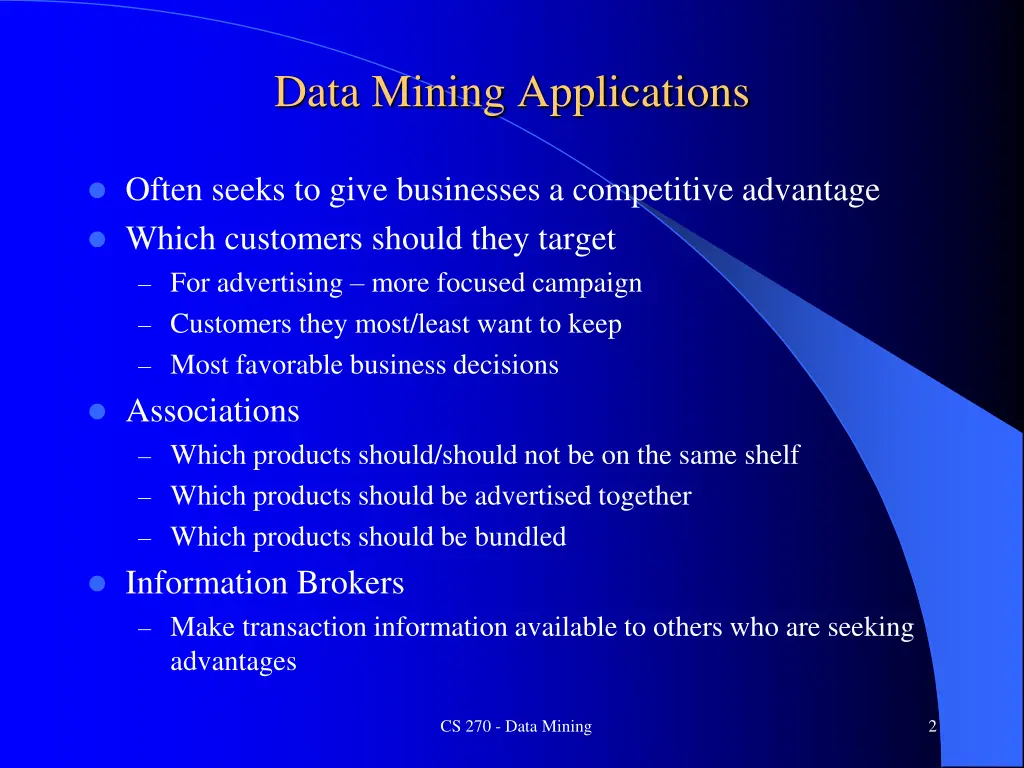 data mining applications