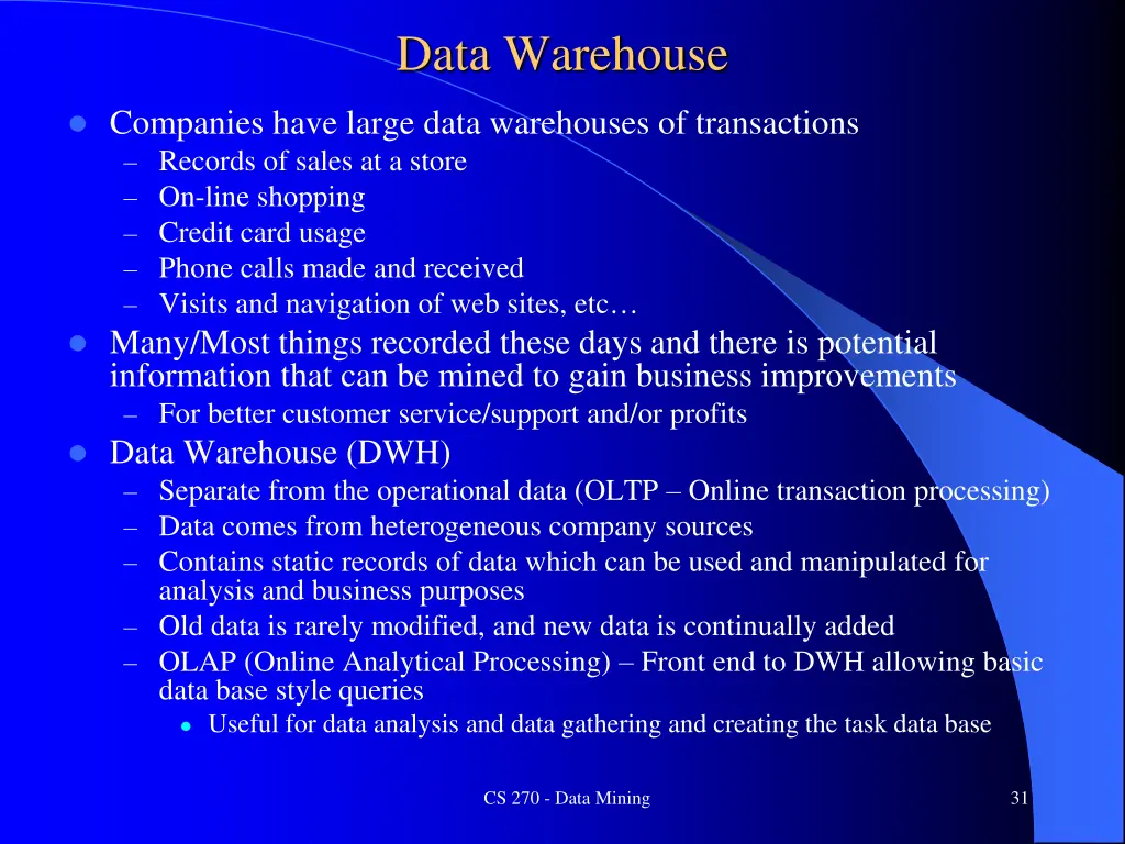 data warehouse