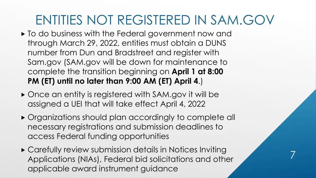 entities not registered in sam gov to do business