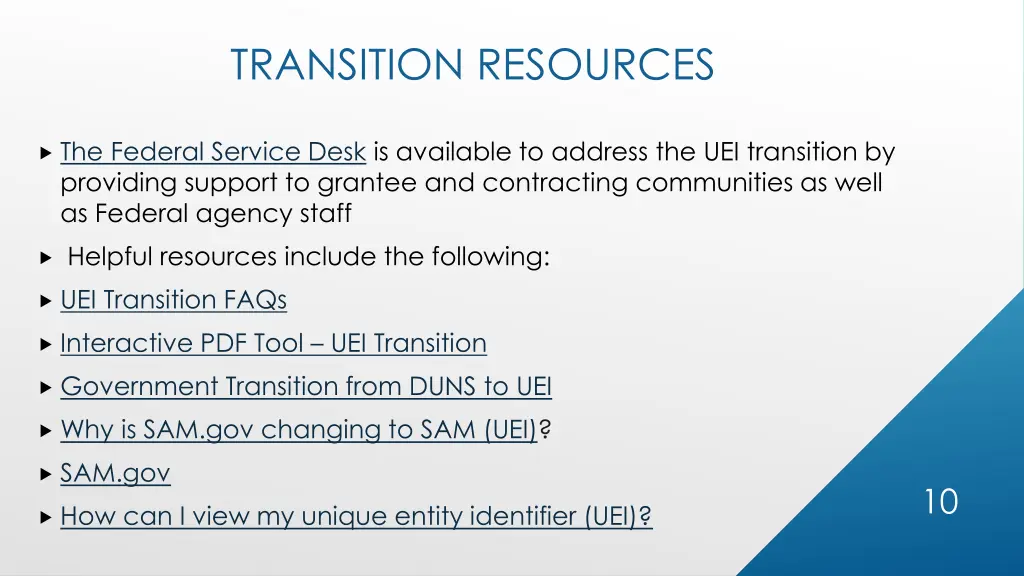 transition resources