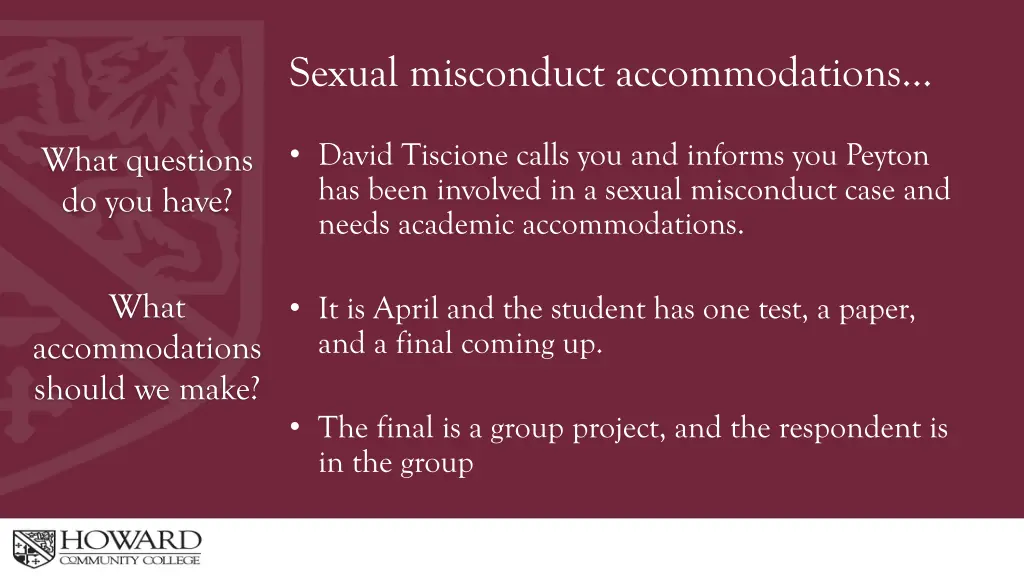 sexual misconduct accommodations