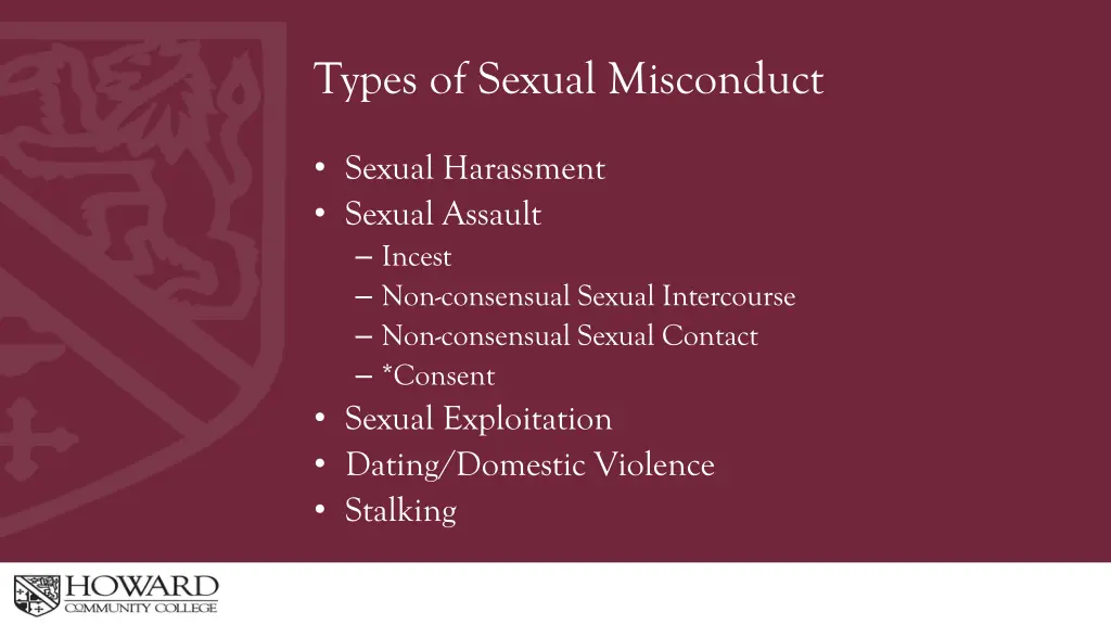 types of sexual misconduct