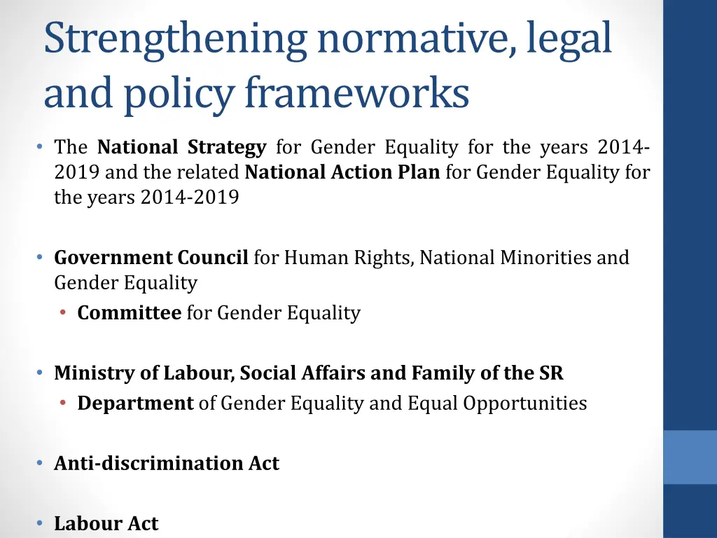 strengthening normative legal and policy