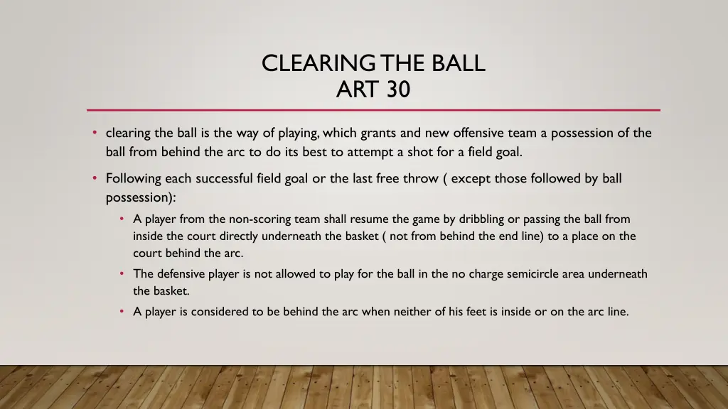 clearing the ball art 30