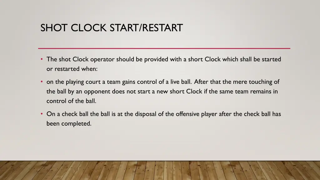 shot clock start restart