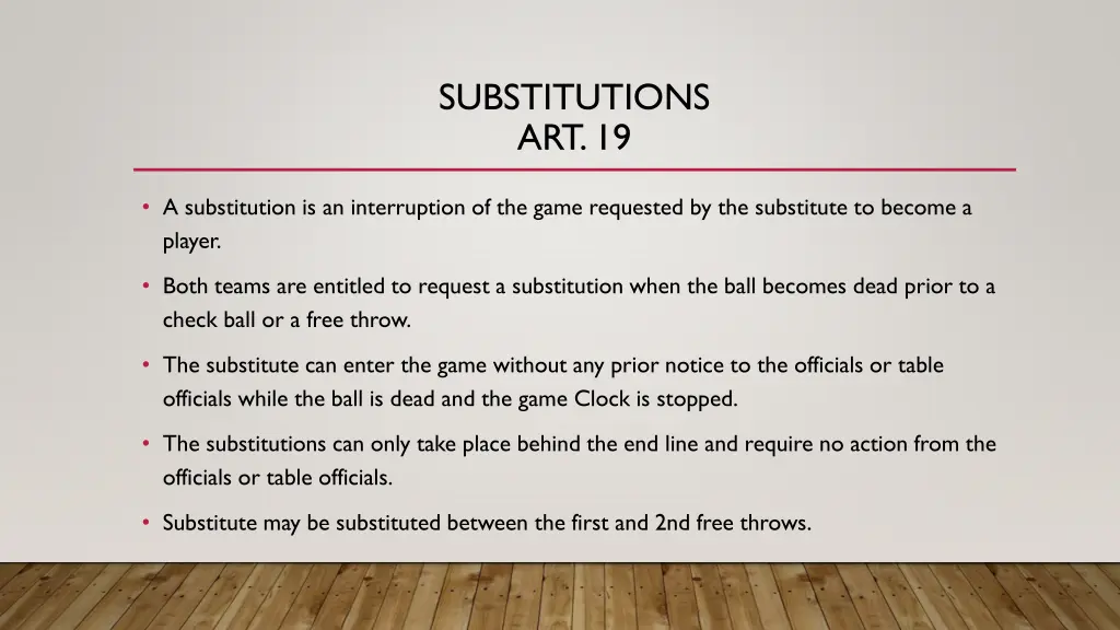 substitutions art 19