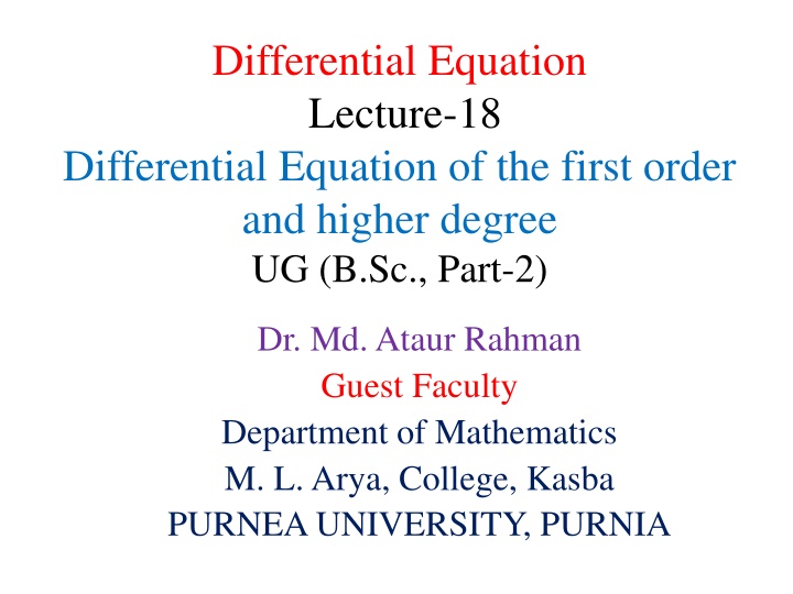 differential equation lecture 18 differential