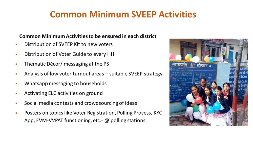 common minimum sveep activities