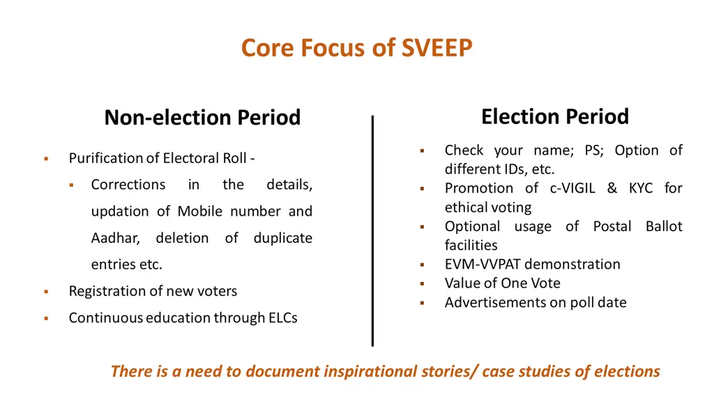 core focus of sveep