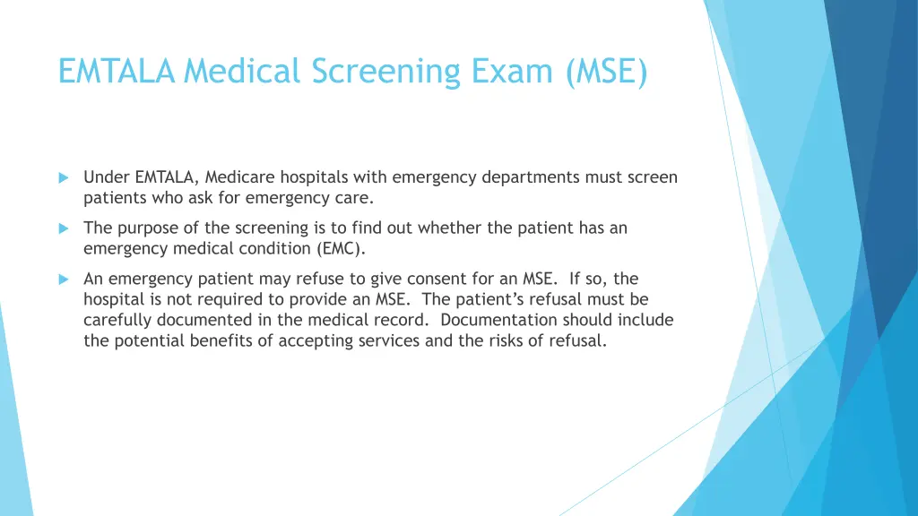 emtala medical screening exam mse