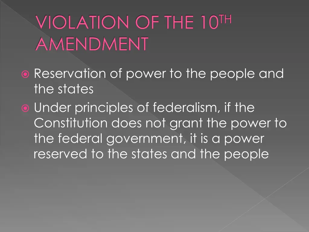 violation of the 10 th amendment