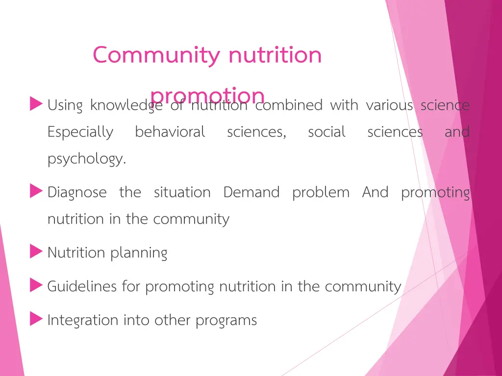 community nutrition promotion especially