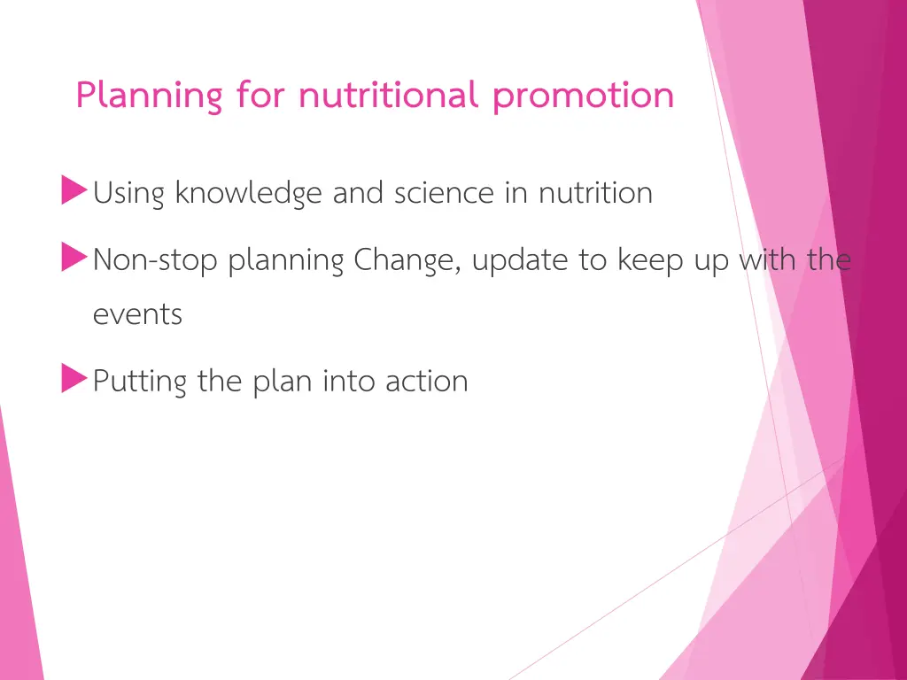 planning for nutritional promotion