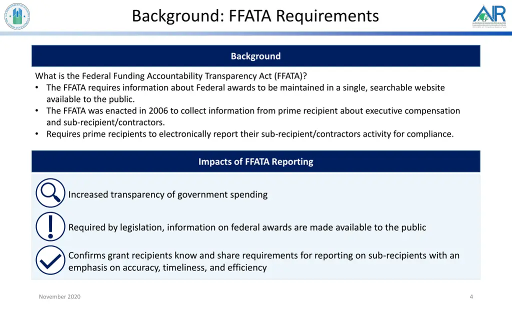 background ffata requirements