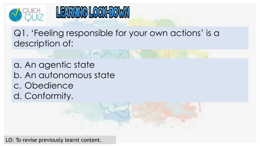 q1 feeling responsible for your own actions