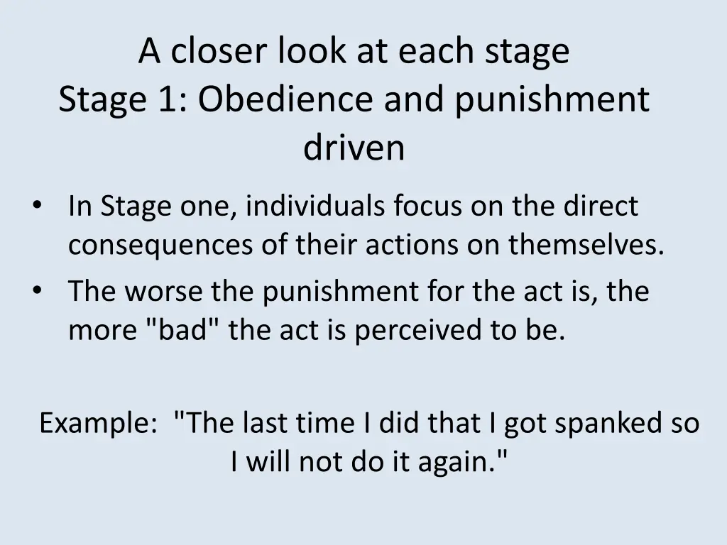 a closer look at each stage stage 1 obedience