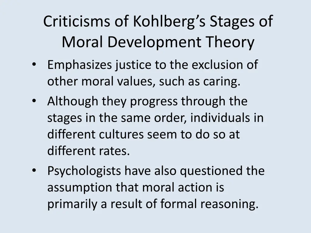 criticisms of kohlberg s stages of moral