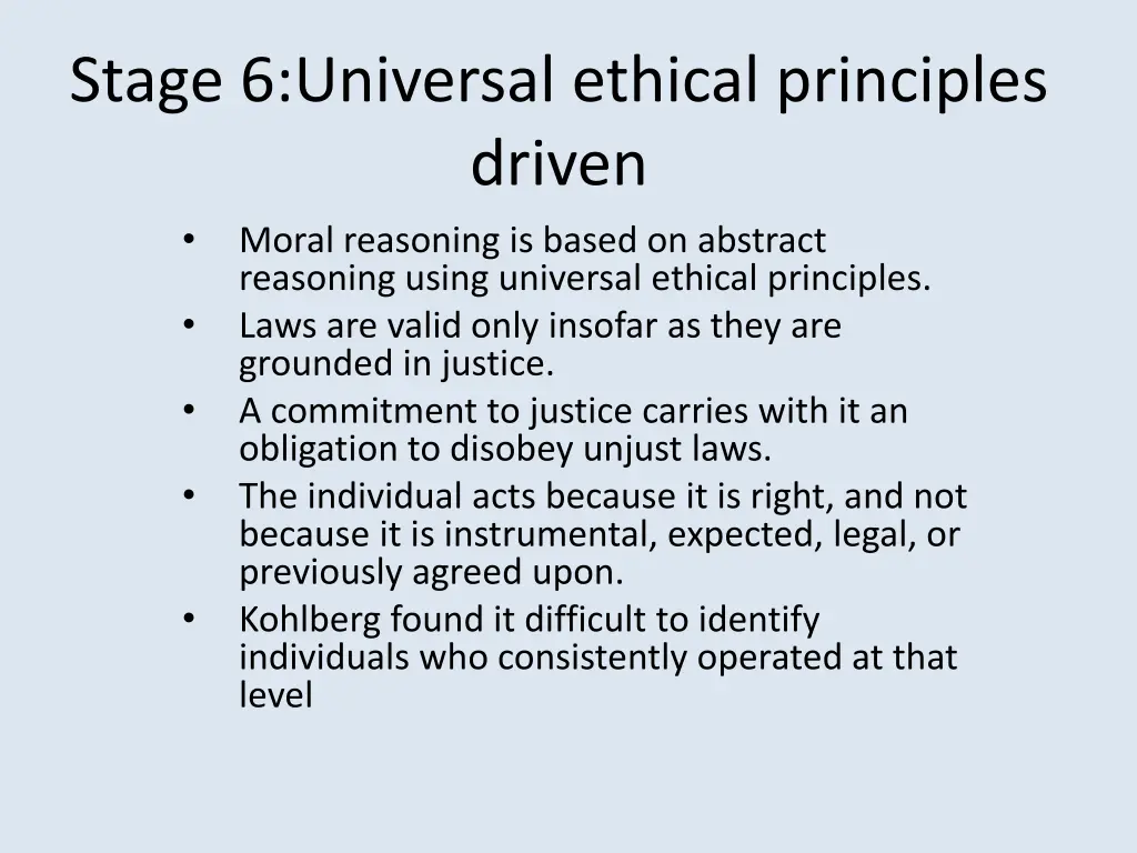 stage 6 universal ethical principles driven moral