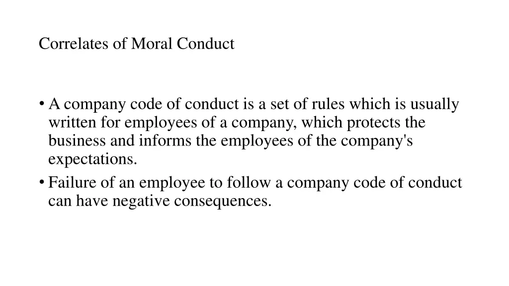 correlates of moral conduct