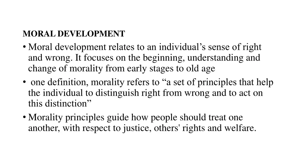 moral development moral development relates