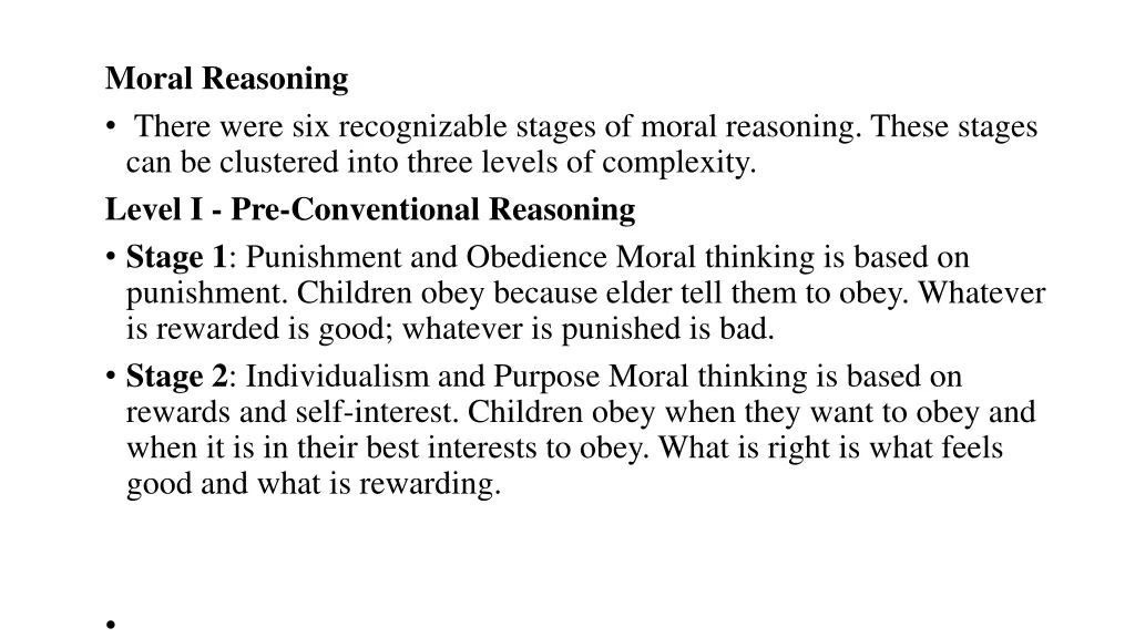 moral reasoning there were six recognizable