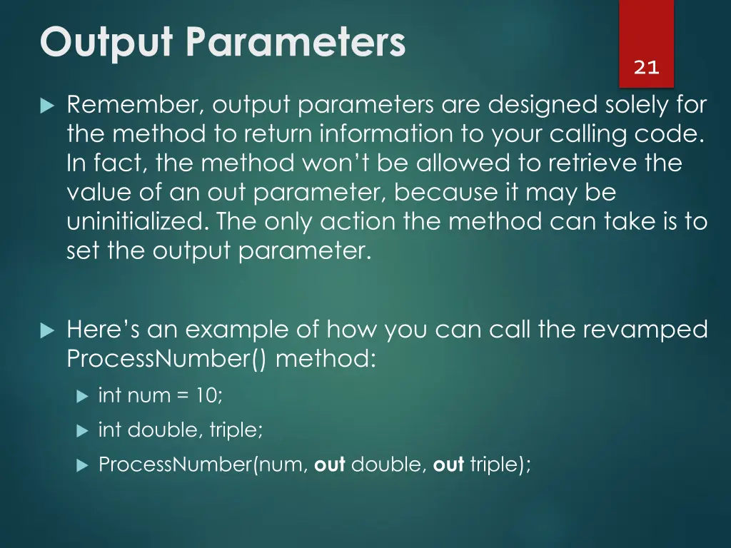 output parameters 1