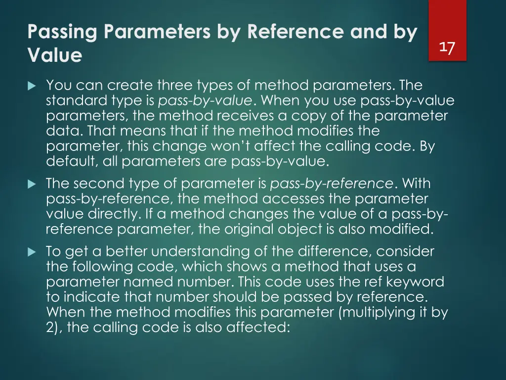 passing parameters by reference and by value