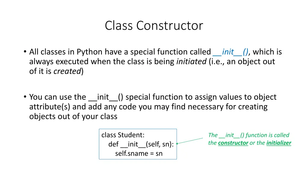 class constructor