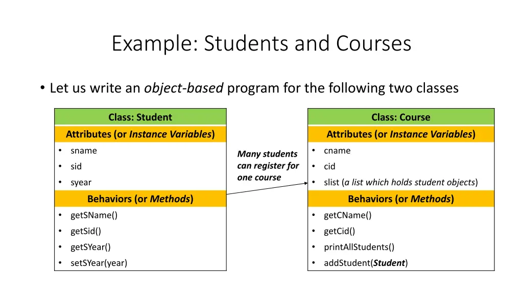 example students and courses