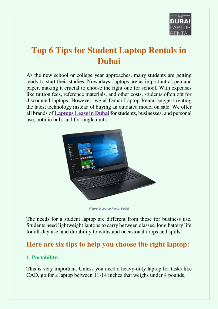 top 6 tips for student laptop rentals in dubai