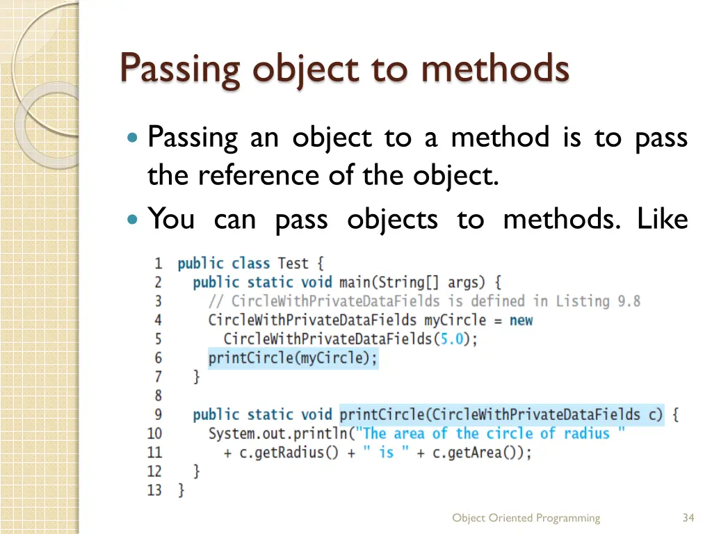 passing object to methods